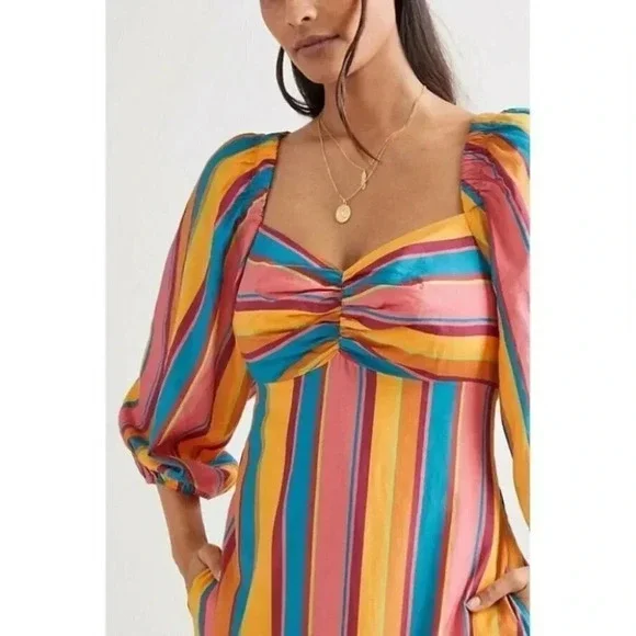 NWT Farm Rio Rainbow Stripe Maxi Dress Medium - Picture 5 of 16